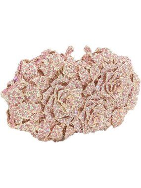 Mini Floral Evening Clutch Bag for Women - Rhinestone Party Purse, Wedding
